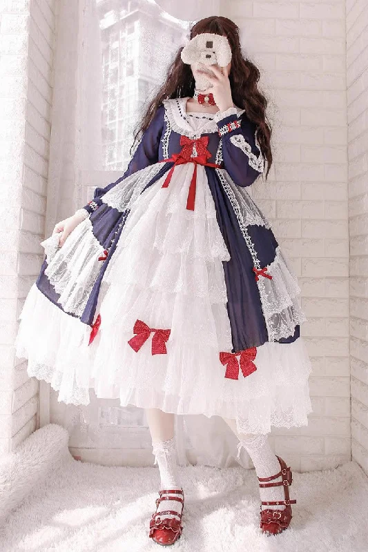 White/Blue Long Sleeves Multi-layer Ruffle Hanayome Cardigan Bowknot Sweet Princess Lolita Dress Button Cardigan Zip Cardigan Pullover Cardigan