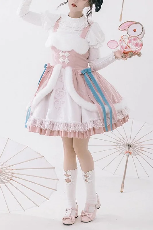White/Pink Ruffle Cardigan Chinese Style Princess Sweet Lolita Jsk Dress Hooded Cardigan Collared Cardigan Shawl Collar