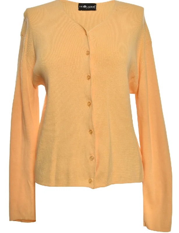 Yellow Sag Harbor Cardigan - M Silk Blend Satin Velvet