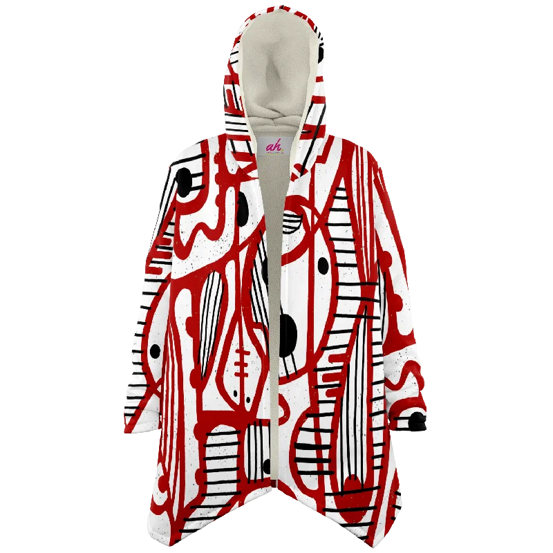 REDUNDANT VOYAGE Plush Hooded Fleece Cardigan Denim Fabric Leather Fabric Suede Fabric