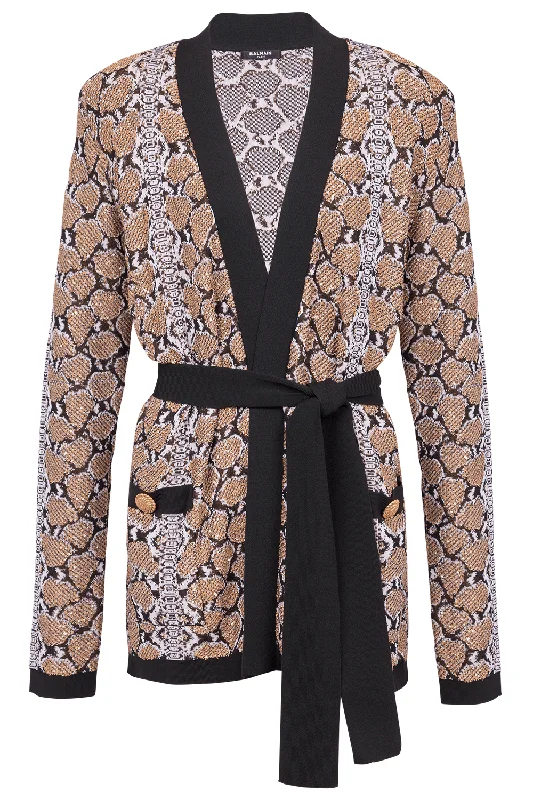 Print Belted Cardigan Jersey Fabric Tulle Fabric Batik Fabric