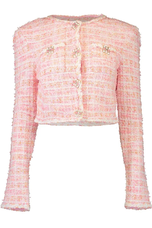 Check Cropped Cardigan Cable Knit Ribbed Knit Lace Knit