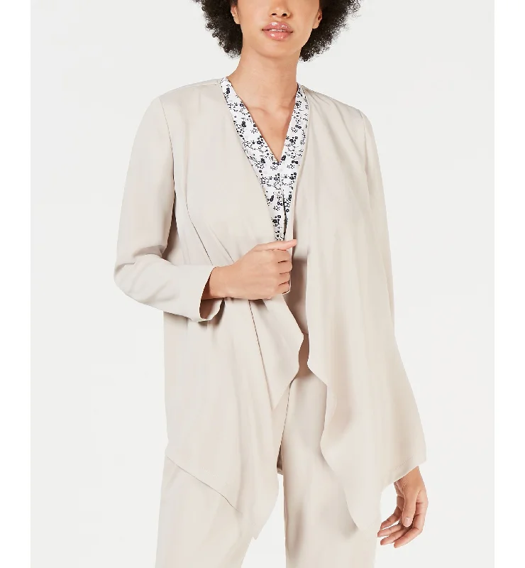 Bar III Open Front Crepe Cardigan Patchwork Embroidered Appliqued