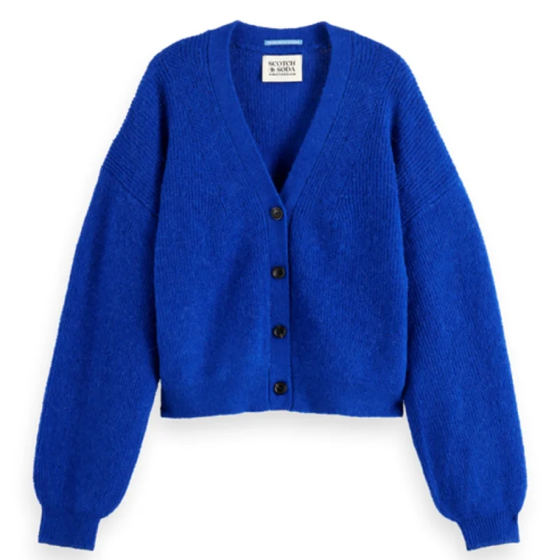 Electric Blue Fuzzy Relaxed Cardigan Plaid Cardigan Polka Dot Checkered
