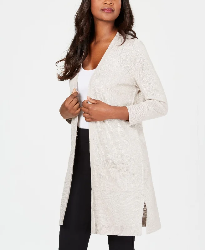 Kasper Open Front Cardigan Spandex Rayon Corduroy