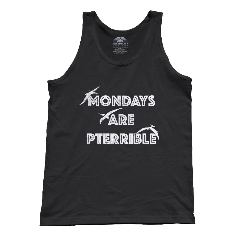 Unisex Mondays Are Pterrible Tank Top - Funny Dinosaur Shirt activewear tank top