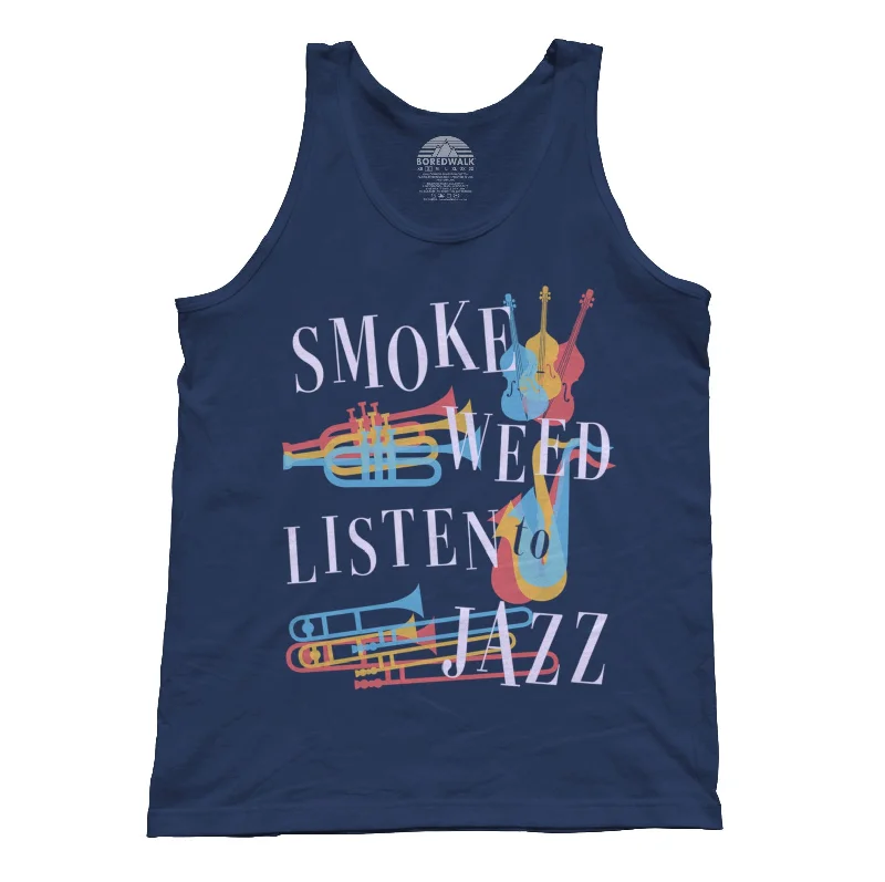 Unisex Smoke Weed Listen to Jazz Tank Top print tank top