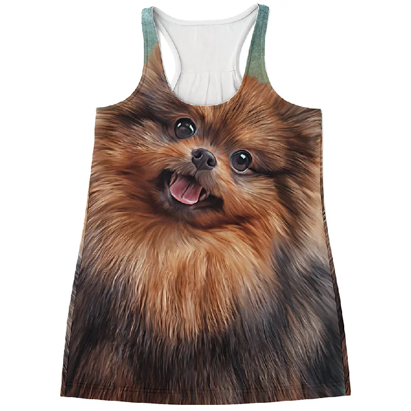 Vintage Pomeranian Portrait Women's Racerback Tank Top cotton tank top