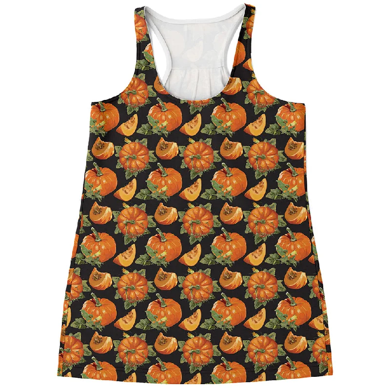 Vintage Pumpkin Pattern Print Women's Racerback Tank Top breathable tank top