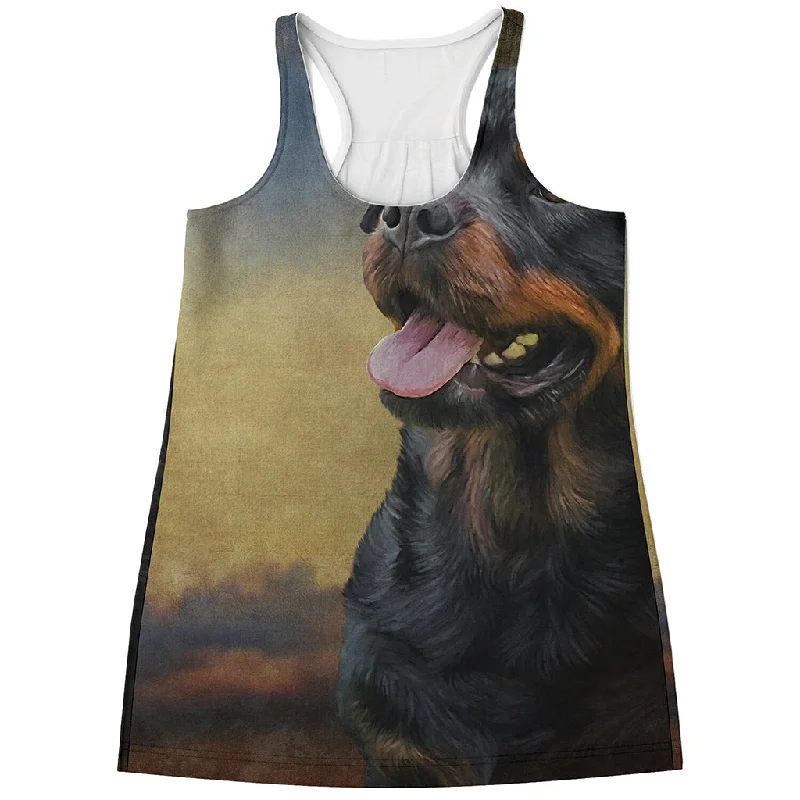 Vintage Rottweiler Portrait Print Women's Racerback Tank Top lavender tank top