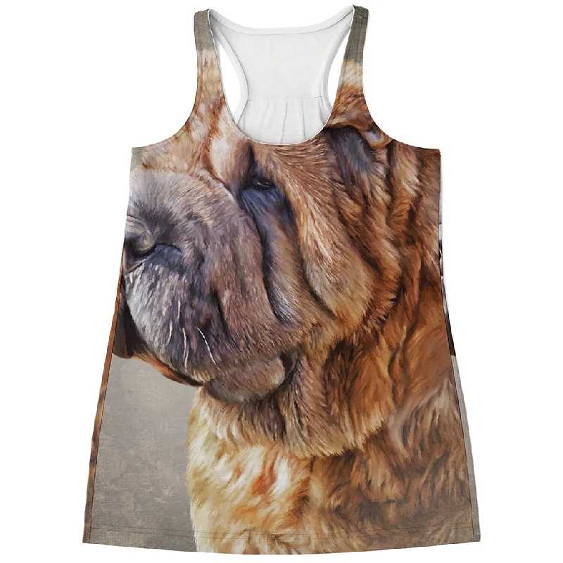 Vintage Shar Pei Print Women's Racerback Tank Top baby blue tank