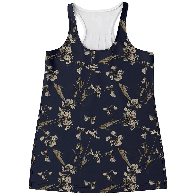 Vintage Sweet Pea Pattern Print Women's Racerback Tank Top yoga tank top