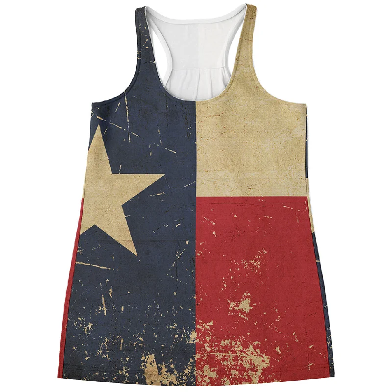 Vintage Texas Flag Print Women's Racerback Tank Top open back tank