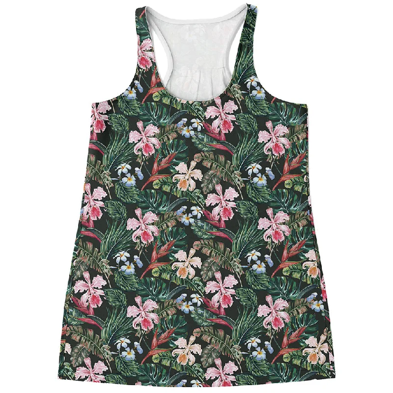 Vintage Tropical Exotic Hawaiian Print Women's Racerback Tank Top lace tank top