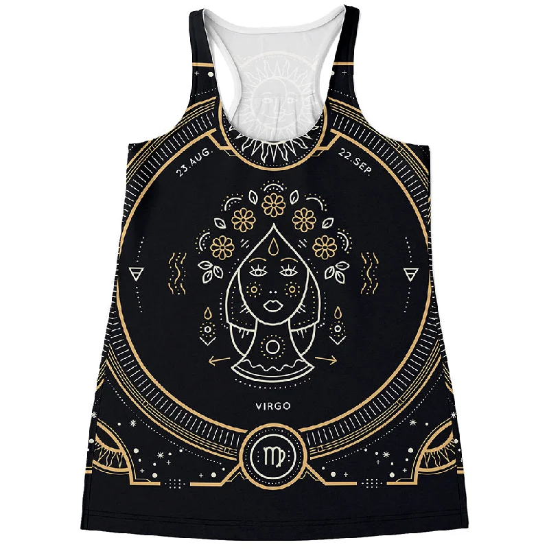 Vintage Virgo Zodiac Sign Print Women's Racerback Tank Top peach tank top