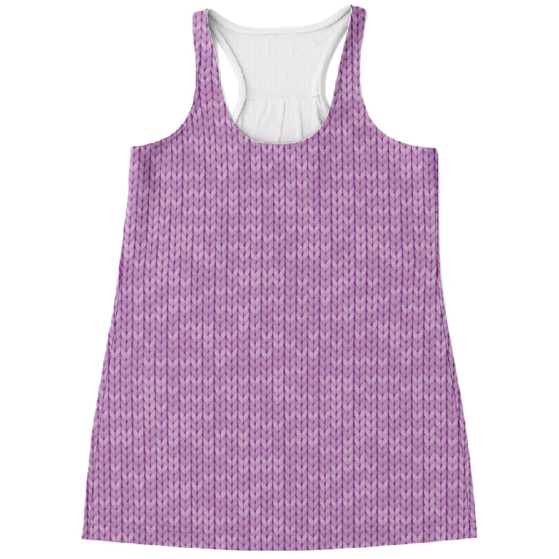 Violet Knitted Pattern Print Women's Racerback Tank Top trendy tank top