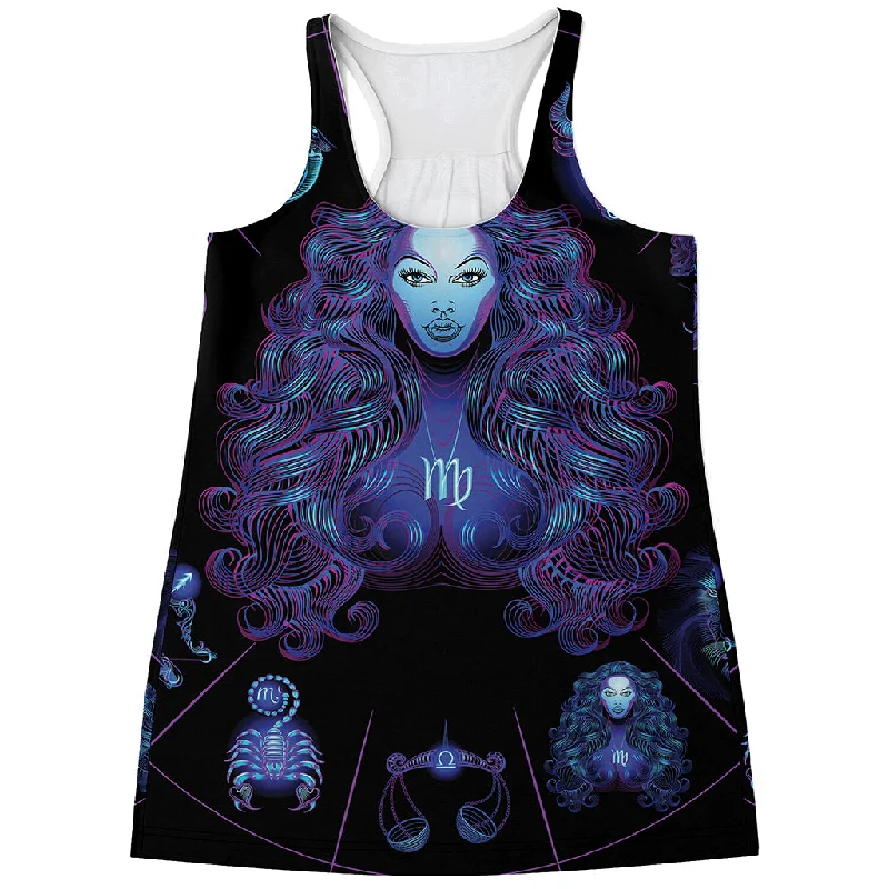 Virgo And Astrological Signs Print Women's Racerback Tank Top peekaboo tank top
