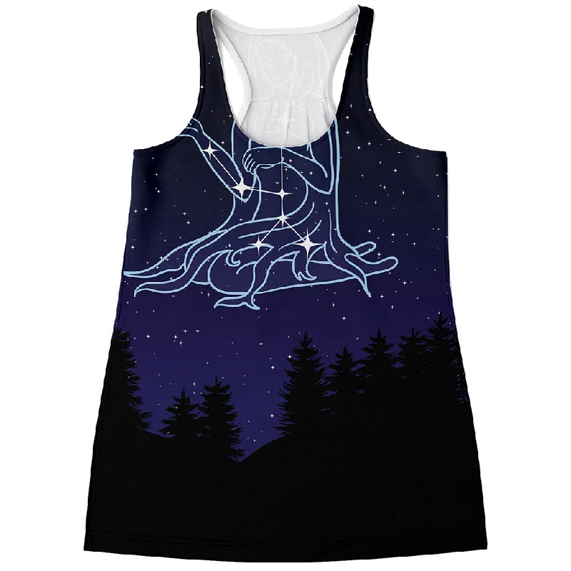 Virgo Constellation Print Women's Racerback Tank Top lace back tank