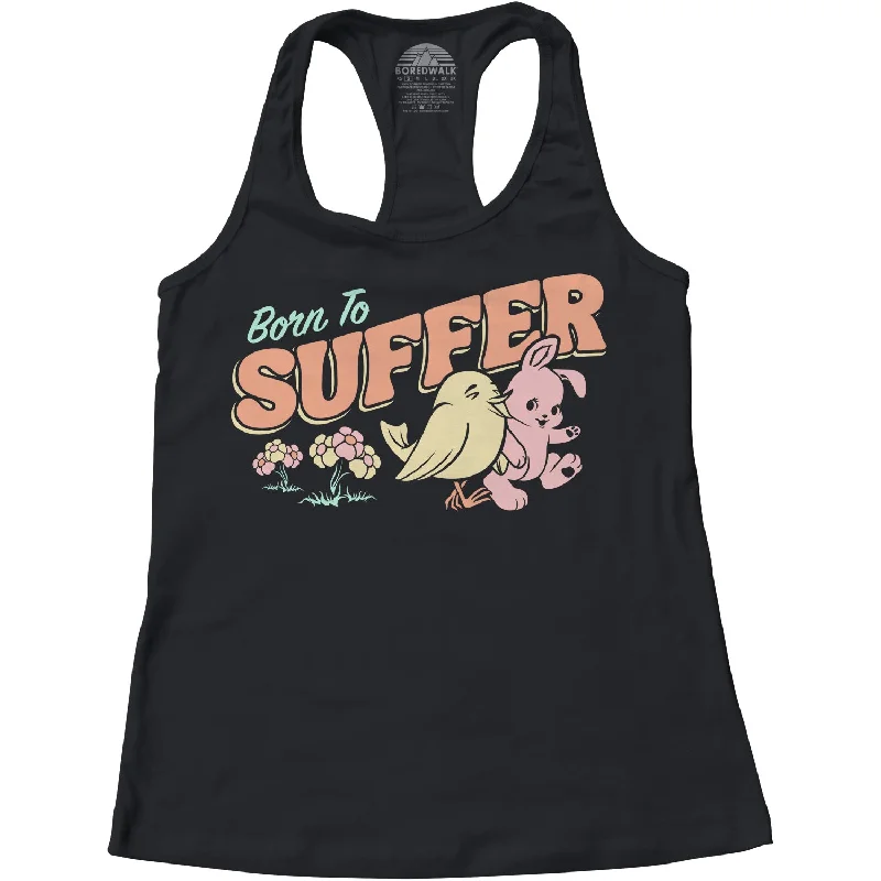 Women's Born to Suffer Racerback Tank Top lime green tank