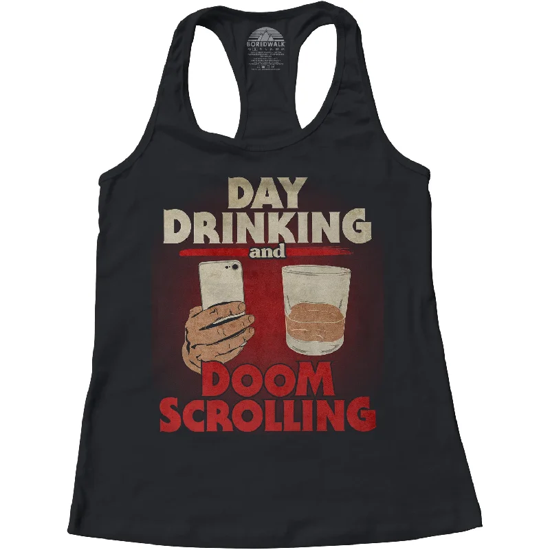Women's Day Drinking and Doom Scrolling Racerback Tank Top modal blend tank