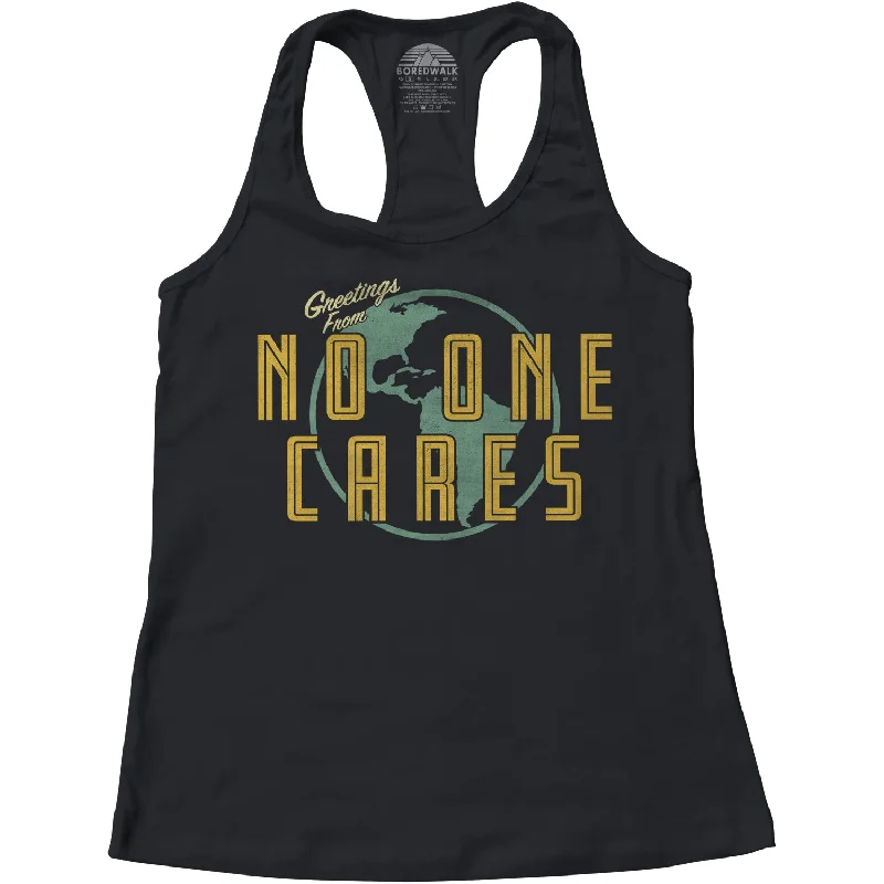 Women's Greetings From No One Cares Racerback Tank Top tie dye tank