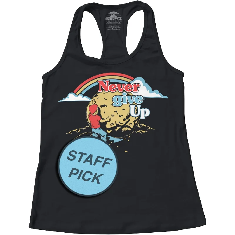 Women's Never Give Up Sisyphus Racerback Tank Top lounge tank top