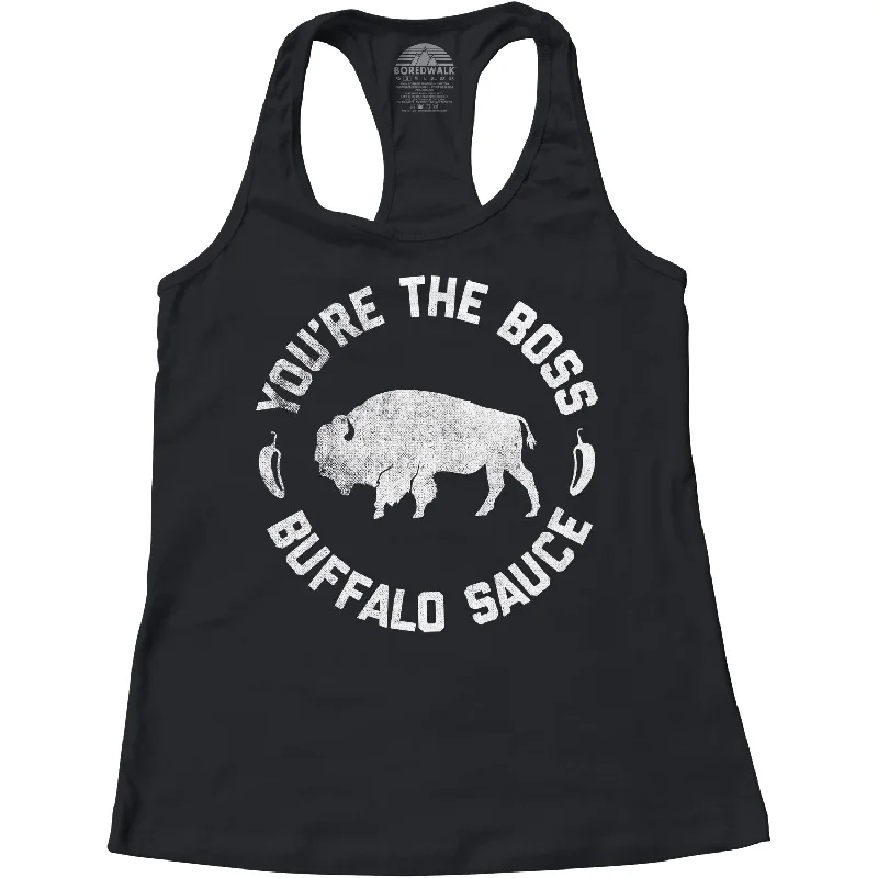 Women's You're the Boss Buffalo Sauce Racerback Tank Top ribbed tank top