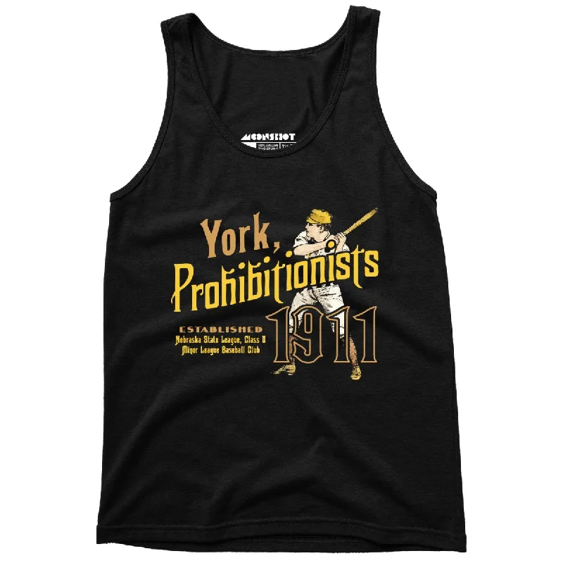 York Prohibitionists - Nebraska - Vintage Defunct Baseball Teams - Unisex Tank Top lemon yellow tank